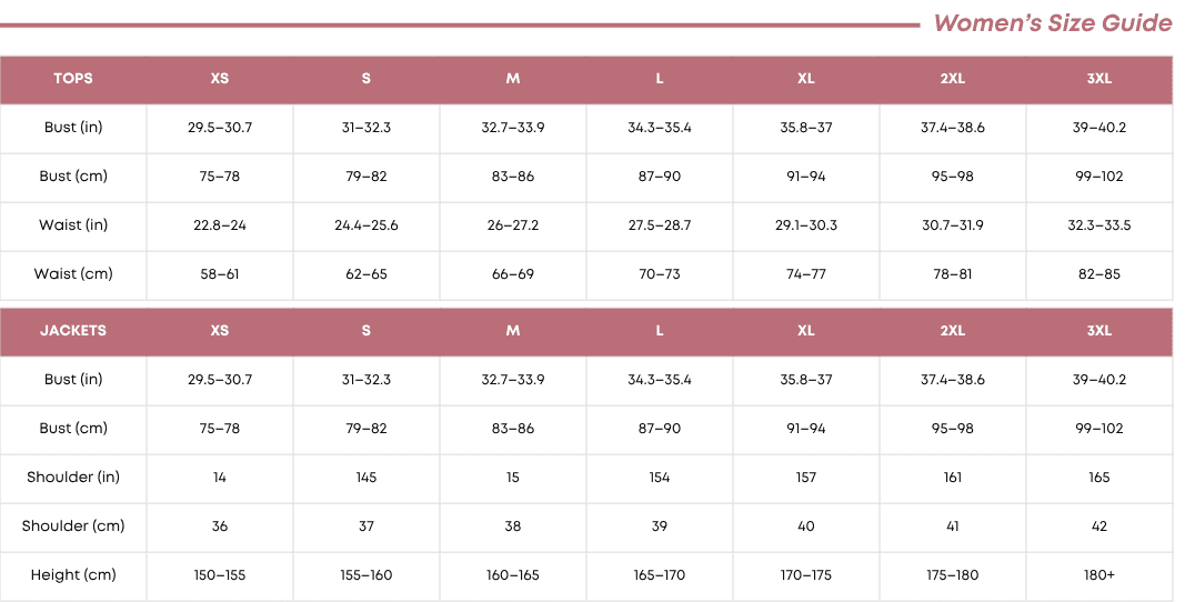 Size Guide for Women